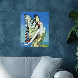 Monarch Vlinder met Rode Haren Antieke Fee Poster