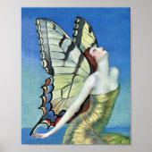 Monarch Vlinder met Rode Haren Antieke Fee Poster (Voorkant)