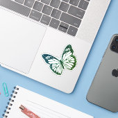 Monarch vlinder omtrek silhouet sticker (Laptop met iPhone)