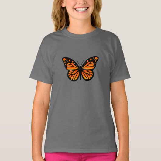 Monarch Vlinder Ontwerp - Meisjes Basic T-Shirt (Voorkant)
