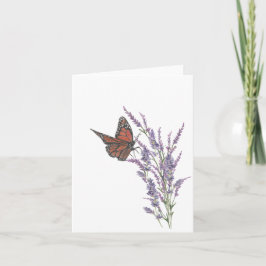 Monarch Vlinder op Lavendel Bloemen Nota Kaart