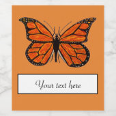 Monarch Vlinder op Oranje Wijnlabel Wijn Etiket (Enkel label)