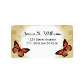 Monarch vlinder op perkament etiket (Voorkant)