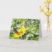 Monarch vlinder op zonnebloem briefkaart (Gele Bloem)