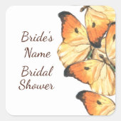 Monarch Vlinder Oranje Bruidsbezoek Vierkante Sticker (Voorkant)