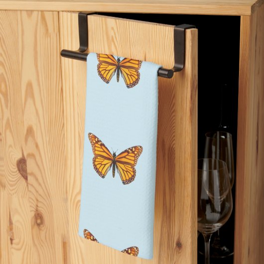 Monarch Vlinder Pastelblauw Theedoek (Derde Gevouwen)