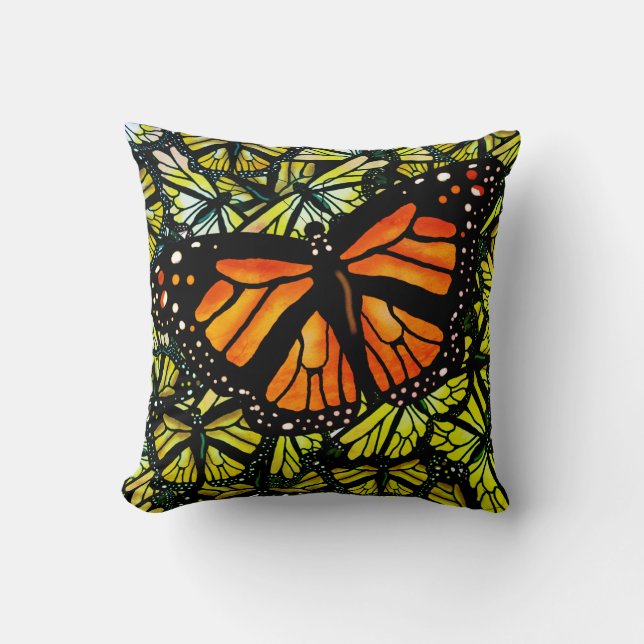 MONARCH VLINDER PATROON door Slipperywindow Kussen (Voorkant)