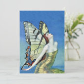 Monarch Vlinder Rood Haar  Fairy Verjaardag Kaart (Staand voorkant)