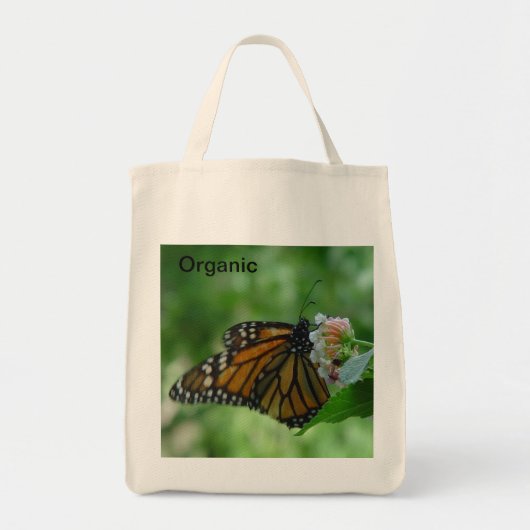Monarch Vlinder Roze Bloem Biologisch Tote Bag (Voorkant)
