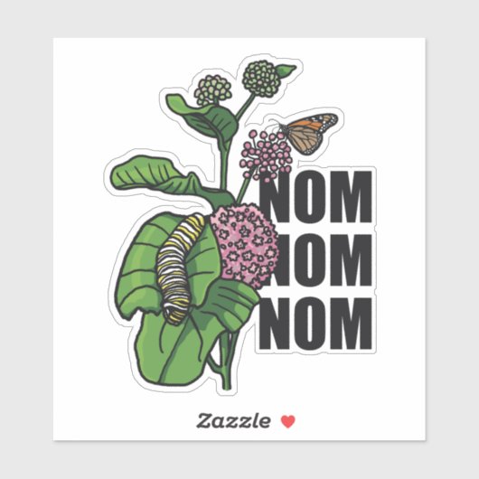 Monarch vlinder rupsband Milkweed Nom Nom Sticker (Vel)