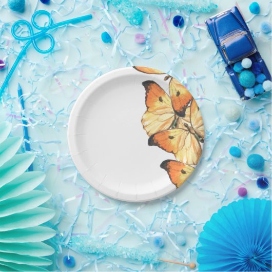 Monarch Vlinder Sinaasappel Bruidsdouche Uitnodigi Papieren Bordje (Feest)