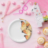 Monarch Vlinder Sinaasappel Bruidsdouche Uitnodigi Papieren Bordje (Feest)