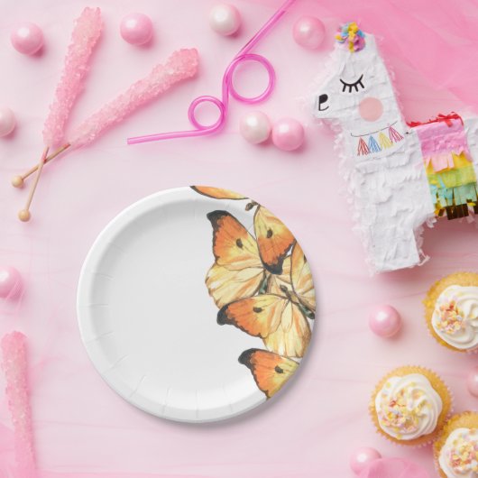 Monarch Vlinder Sinaasappel Bruidsdouche Uitnodigi Papieren Bordje (Feest)