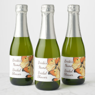 Monarch Vlinder Sinaasappel Vrijgezellenfeest MINI Sparkling Wijnetiket