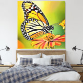 Monarch Vlinder Sip Design Canvas Afdruk (Insitu (Slaapkamer))