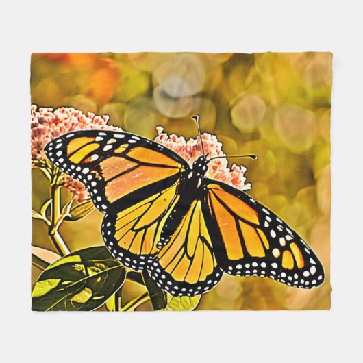 Monarch Vlinder Tuin Kunst Fleece Deken (Voorkant (Horizontaal))