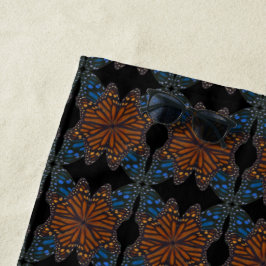 Monarch vlinder vleugel omhoog Sinaasappel en blau Strandlaken