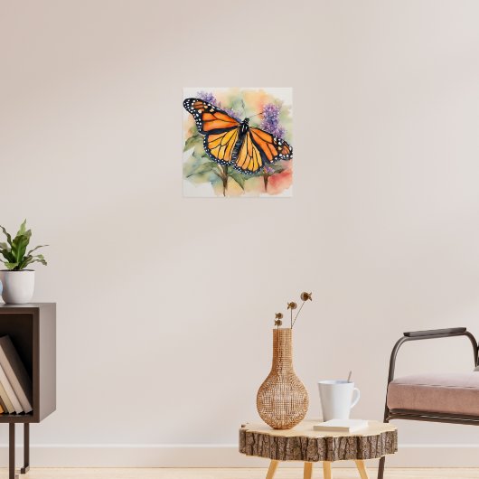 Monarch Vlinder Waterverf Print (Woonkamer 3)