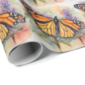 Monarch Vlinder Waterverf Print Cadeaupapier (Rol Hoek)