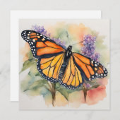 Monarch Vlinder Waterverf Print Feestdagenkaart (Voorkant / Achterkant)