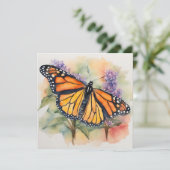 Monarch Vlinder Waterverf Print Feestdagenkaart (Staand voorkant)