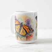 Monarch Vlinder Waterverf Print Koffiemok (Voorkant links)