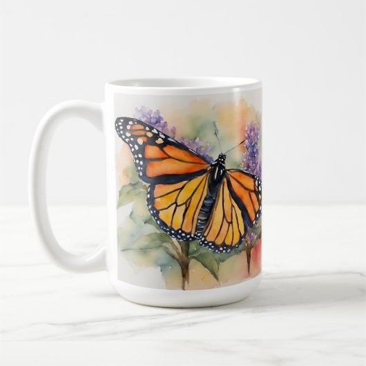 Monarch Vlinder Waterverf Print Koffiemok (Links)