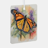 Monarch Vlinder Waterverf Print Metalen Ornament (Voorkant Rechts)