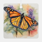 Monarch Vlinder Waterverf Print Metalen Ornament (Voorkant)