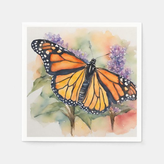 Monarch Vlinder Waterverf Print Servet (Voorkant)