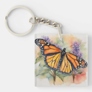 Monarch Vlinder Waterverf Print Sleutelhanger