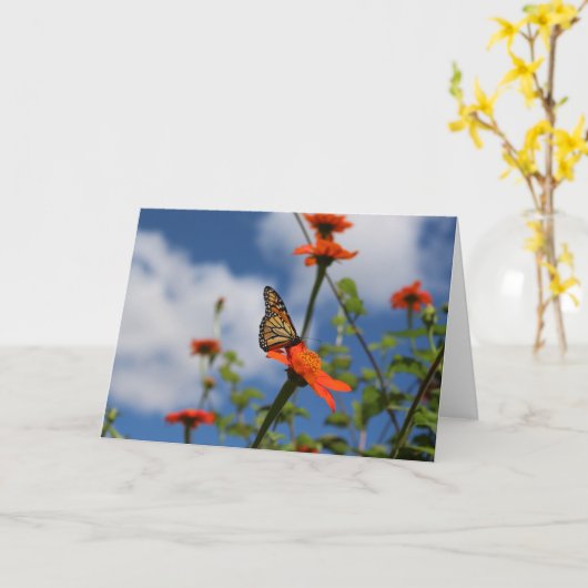 Monarch vlinder wenskaart kaart (Gele Bloem)