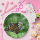 Monarch vlinder wit roze bloem papieren bordje (Feest)