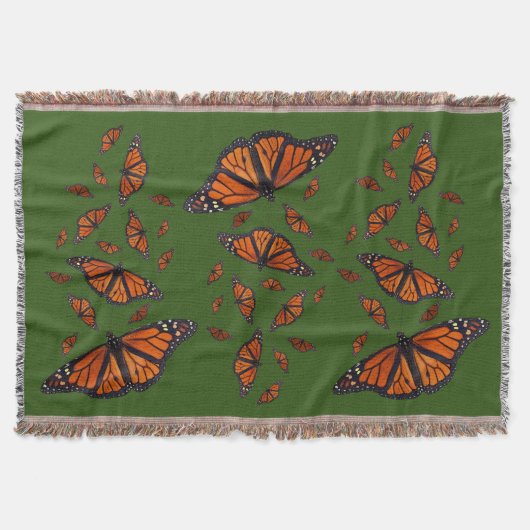 Monarch Vlinder Worpdeken (Donkergroen) Deken (Voorkant)