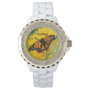 Monarch vlinder zonnebloem horloge