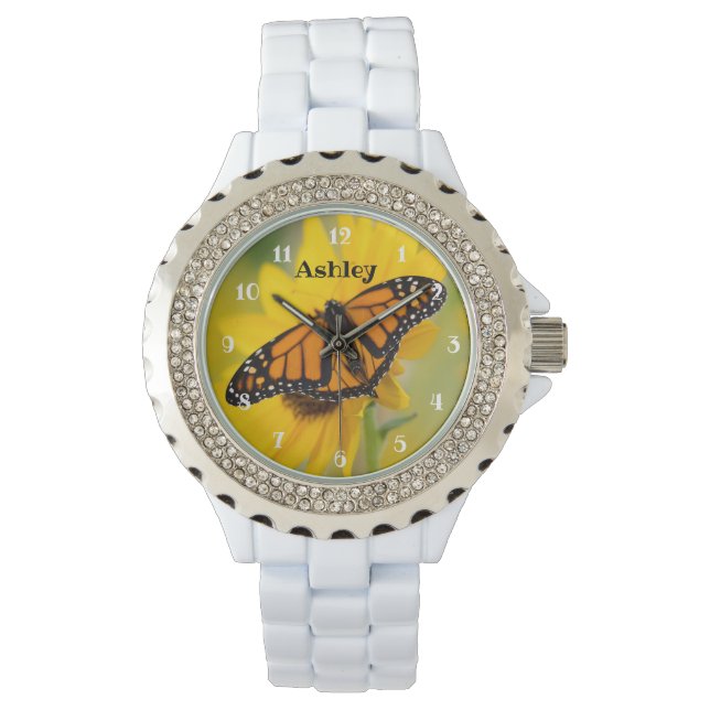 Monarch vlinder zonnebloem horloge (Voorkant)