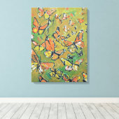 Monarch Vlinder Zwerm Expressionist Canvas Afdruk (Insitu (Houten vloer))