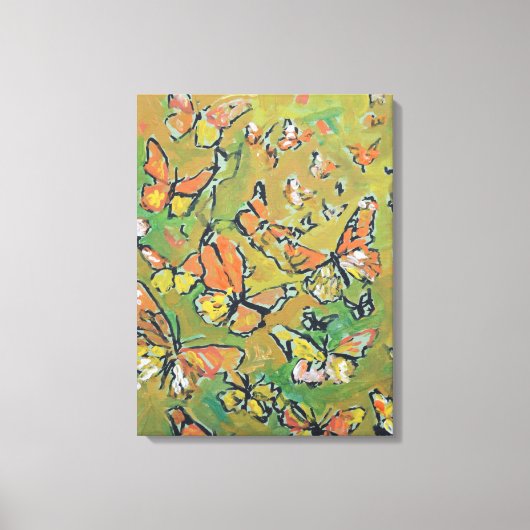 Monarch Vlinder Zwerm Expressionist Canvas Afdruk (Voorkant)