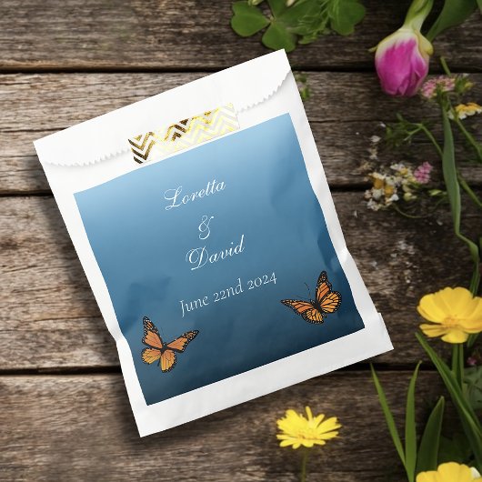 Monarch vlinders blauw ombre bedankzakje