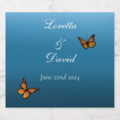 Monarch vlinders blauw ombre bier etiket (Enkel label)