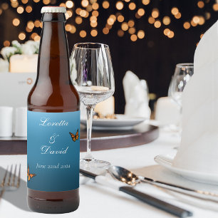 Monarch vlinders blauw ombre bier etiket