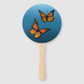 Monarch vlinders blauw ombre handwaaier (Voorkant)