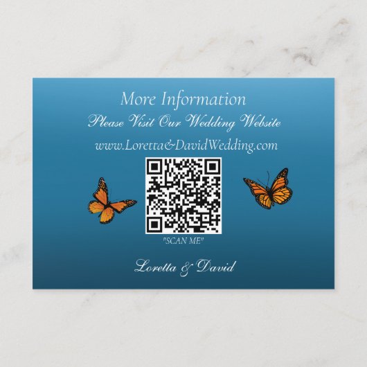 Monarch vlinders blauw ombre informatiekaartje (Achterkant)