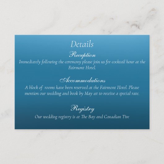 Monarch vlinders blauw ombre informatiekaartje (Voorkant)