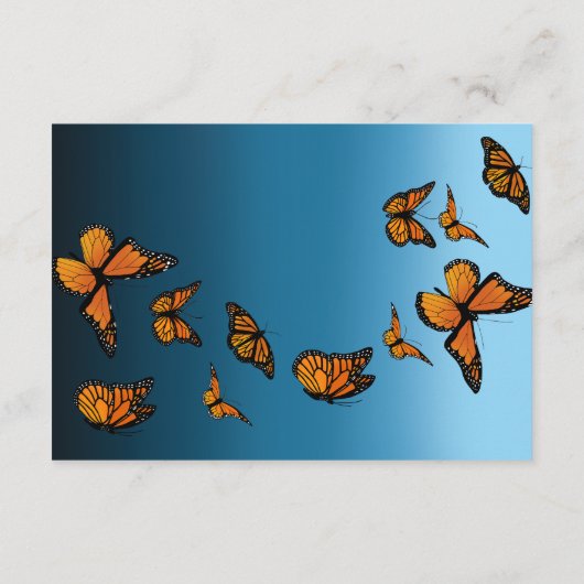 Monarch vlinders blauw ombre informatiekaartje (Achterkant)