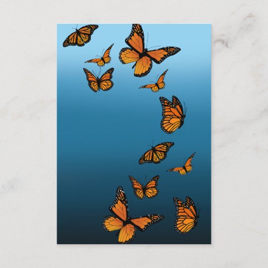 Monarch vlinders blauw ombre informatiekaartje (Achterkant)