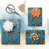 Monarch vlinders blauw ombre inpakpapier vel