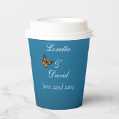 Monarch vlinders blauw ombre papieren bekers (Voorkant)