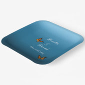 Monarch vlinders blauw ombre papieren bordje (Gebogen)