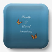 Monarch vlinders blauw ombre papieren bordje (Voorkant)